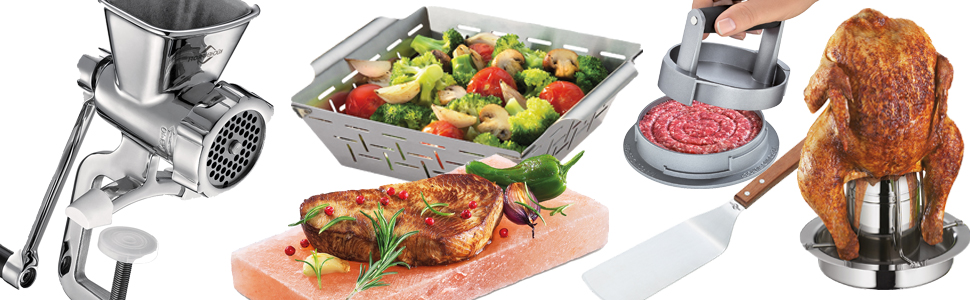 М'ясорубка ручна Küchenprofi SOLIDO з нержавіючої сталі, 3 диски, насадка для печива
