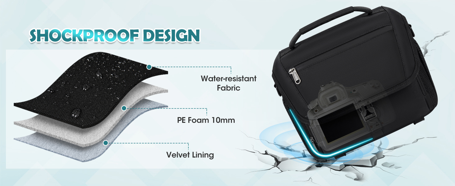 Сумка для камери RAINSMORE для DSLR/SLR з дощем. Сумка для фотографів, об'єктивів та аксесуарів. Чорний колір