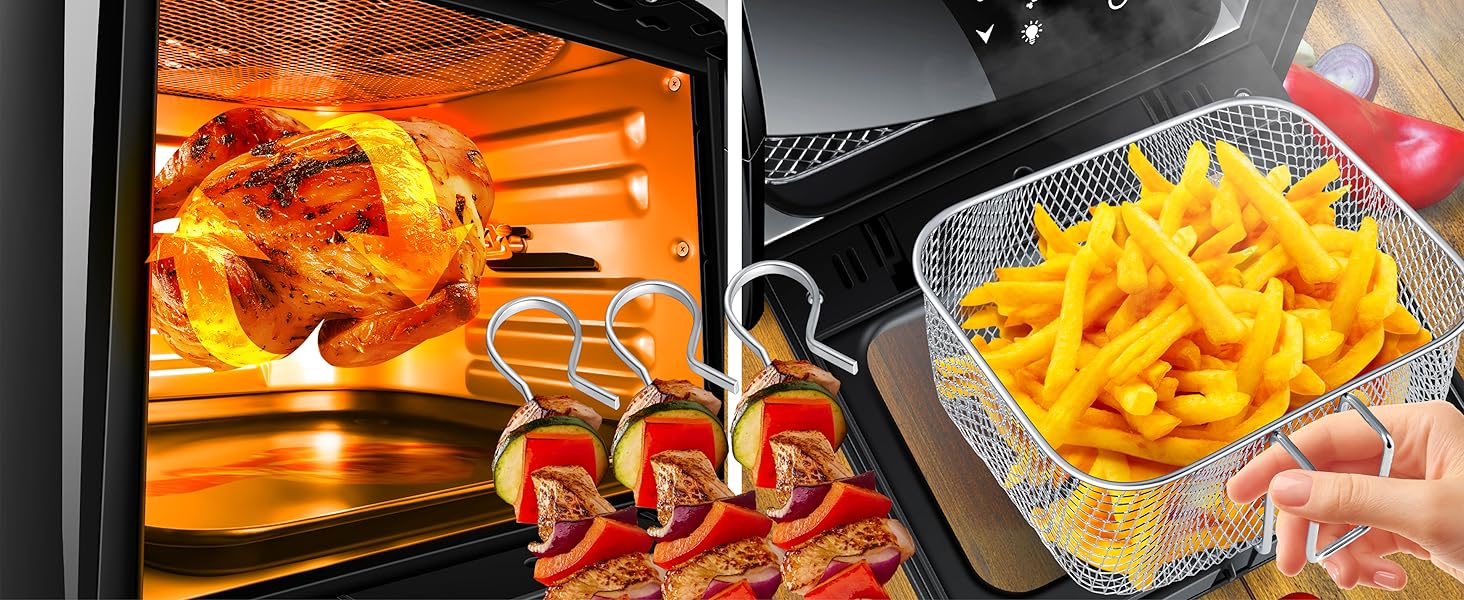 Фритюрниця KESSER® XXL Airfryer 9в1 з грилем, дегідратором та аксесуарами | 1800 Вт, чорний