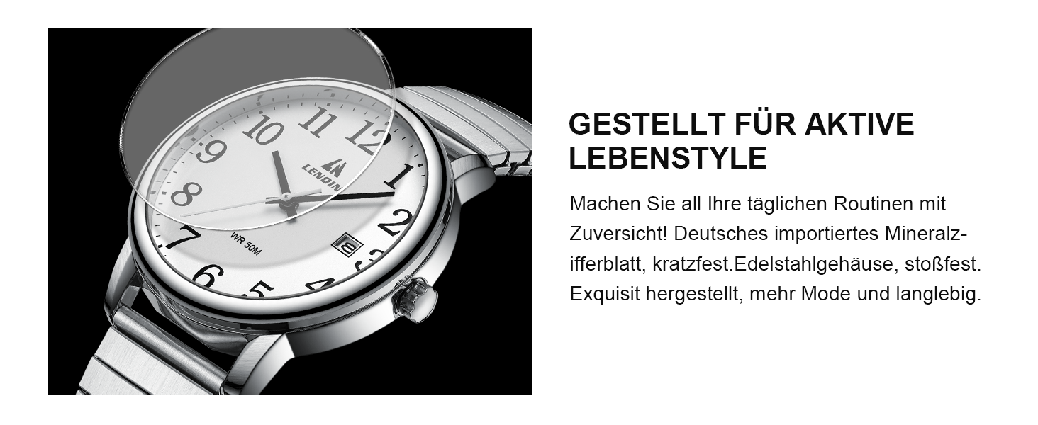 Чоловічий годинник: аналоговий кварцовий годинник з датою, водонепроникний, 38 мм, сріблястого кольору