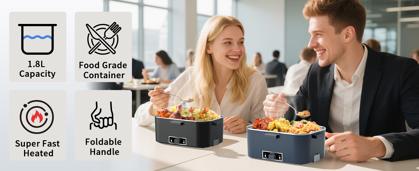 Електрична ланчбокс SOOOEC 100W, 3-в-1 з нержавіючою сталею, 12V/24V/220V для авто/офісу, з ізольованою сумкою (Оранжево-Чорний)