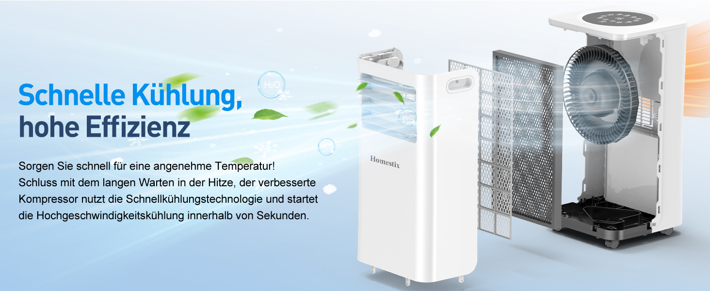 Мобільний кондиціонер Klimaanlage 7000 BTU з 4 функціями: охолодження, осушення, вентиляція, таймер, цифровий дисплей, охолоджувальна площа до 68 м³