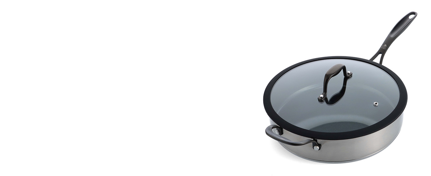 Набір посуду BK Ceramic Black 7-piece з нержавіючої сталі з керамічним антипригарним покриттям без PFAS, чорний. Ідеально для приготування їжі на індукційних плитах, безпечний для миття в посудомийній машині та використання в духовці.