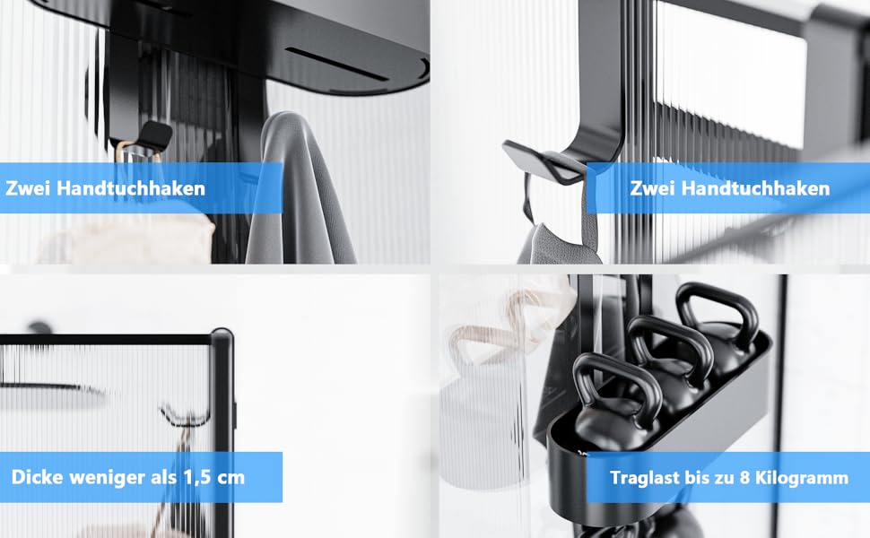 Підвісна полиця для душу Aikzik без свердлення, stainless steel кошик для шампуня та аксесуарів з 4 гачками, чорна