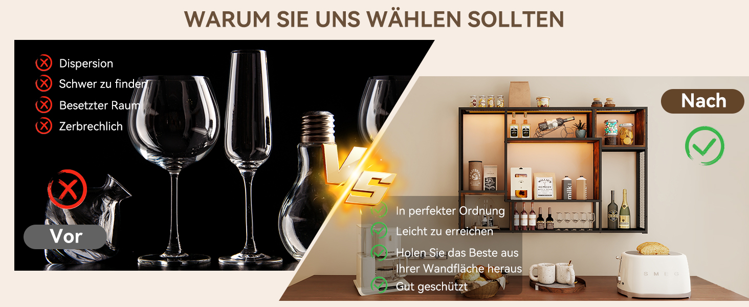 Стильне металеве виноградне реіал на стіну з LED-підсвічуванням, 3 яруси, чорний, 120x80 см