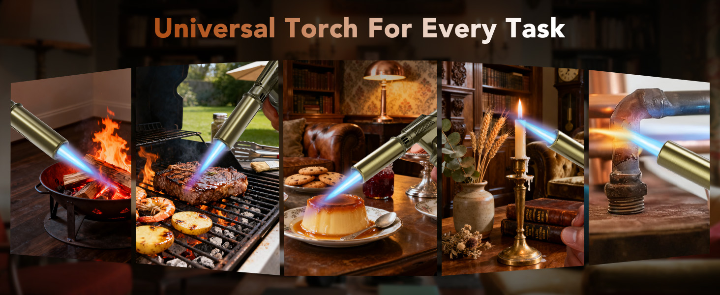 Бутан-пальник Flambierbrenner: кухонна лампа з регулюванням кута на 90°, безпечним закриттям та регульованою полум'ям для паяння (зелений та чорний)