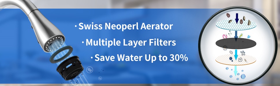 Змішувач для кухні Cobbe з висувною лійкою, 2 режими, високий поворотний вилив, однорідний важіль (хром)