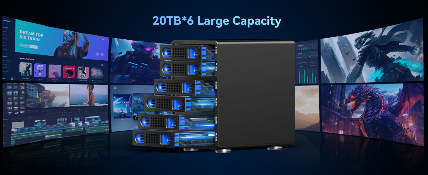 Корпус для жорстких дисків 10Gbps з алюмінію Dual Bay з вентилятором для 2.5/3.5 SATA HDD/SSD з USB A/C 3.2, підтримка Hot Swappable, Daisy Chain, без інструментів, DAS (НЕ RAID/NAS)