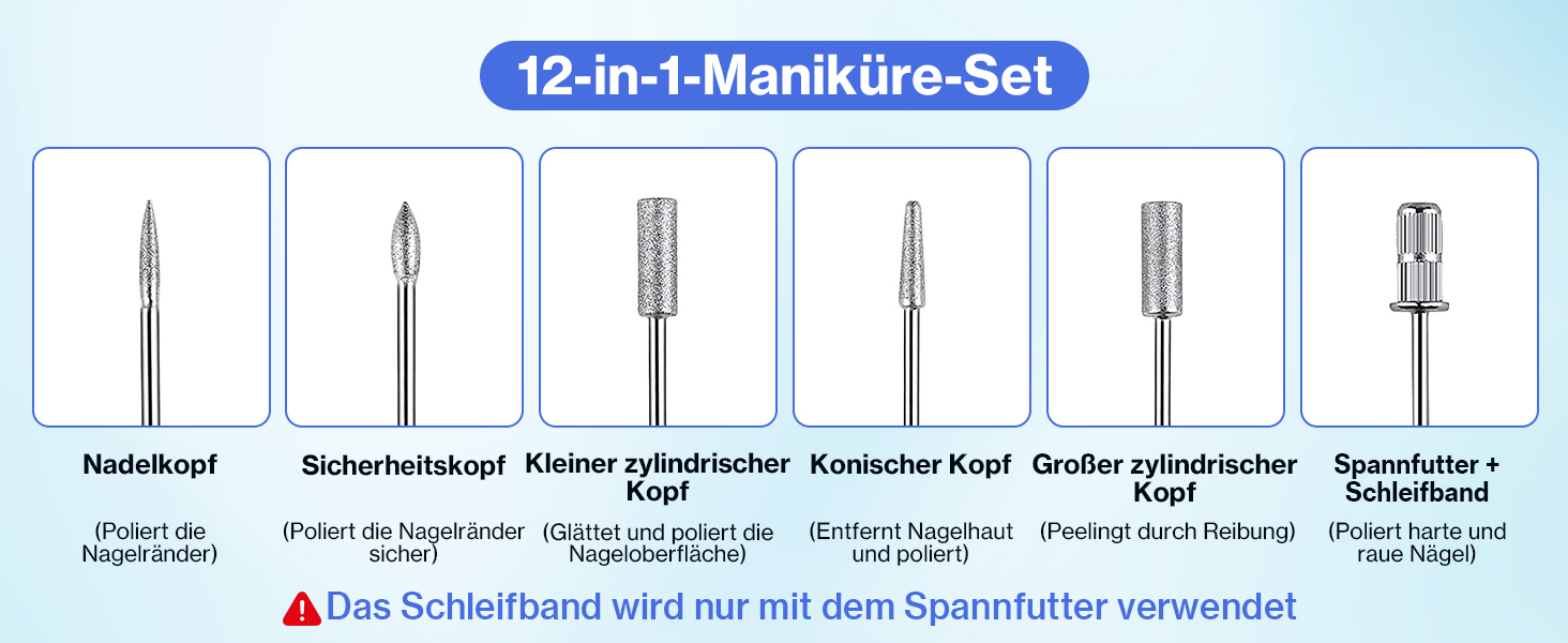 Електрична шліфувальна машинка для нігтів, професійна, 40000 об/хв, LCD манікюр/педикюр, набір з багатофункціональною базою, портативна, з підсвічуванням, сенсорне керування (Світло-блакитний)