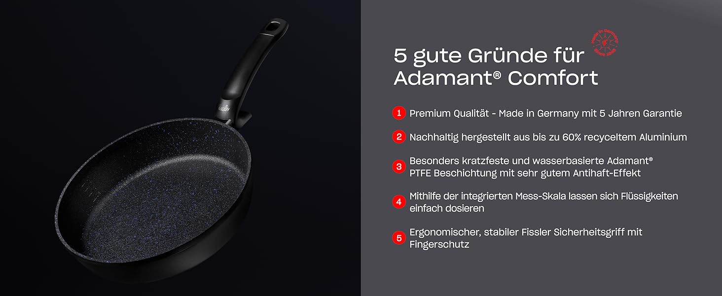 Сковорода Fissler Adamant Comfort 28 см, алюмінієва, антипригарна, стійка до подряпин, для індукції