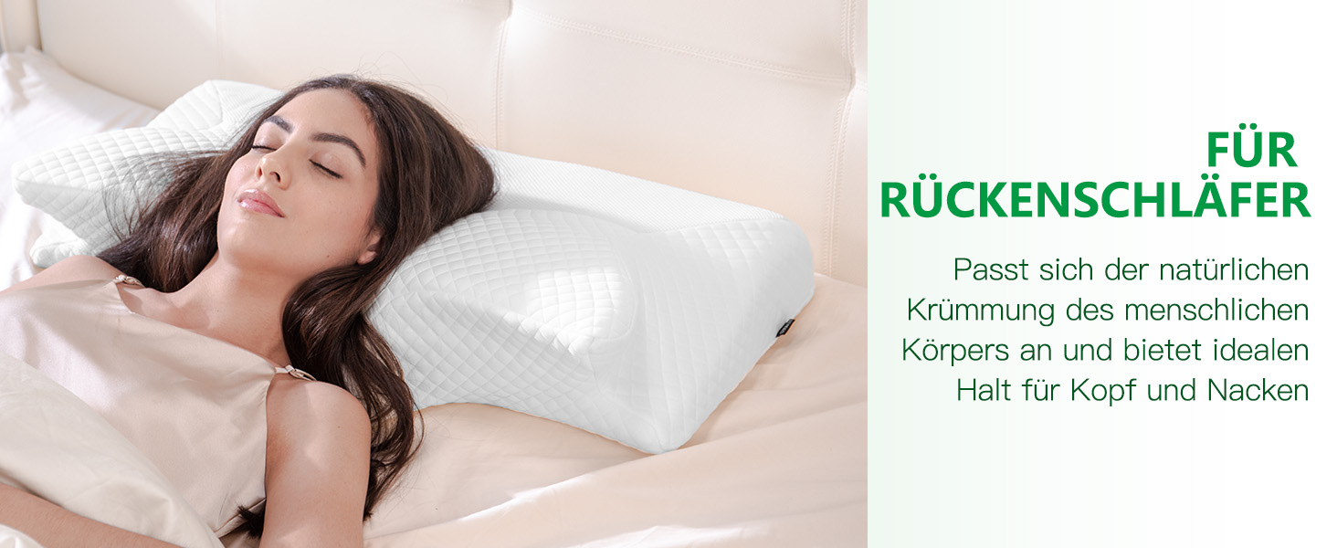 Подушка для шиї та плечей 2 в 1 з ефектом пам'яті Memory Foam, біла (70x40x8.5/14 см)