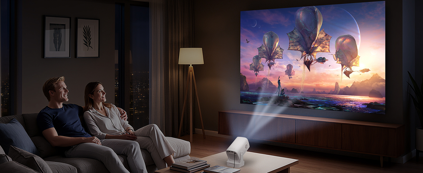 Beautiebeam Beamer: Міні проєктор Full HD 1080P/4K з автотрапецеїдною корекцією, Android 11, Bluetooth 5.0, WiFi 2.4/5G, 180° обертання для дому та на вулицю