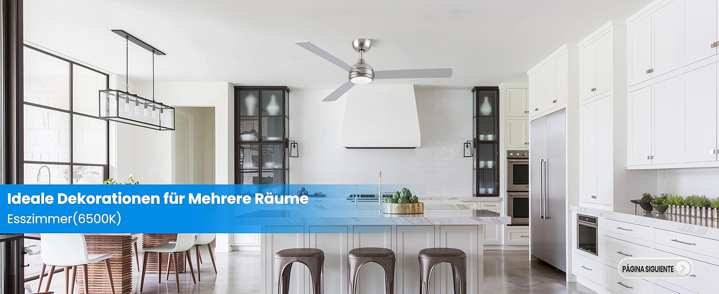 Стеляний вентилятор CJOY з підсвічуванням, 107 см, з пультом керування, тихий, DC, реверсивний, пам'ять 3CCT, диммування, 6 швидкостей, таймер для спальні (132 см - срібний)