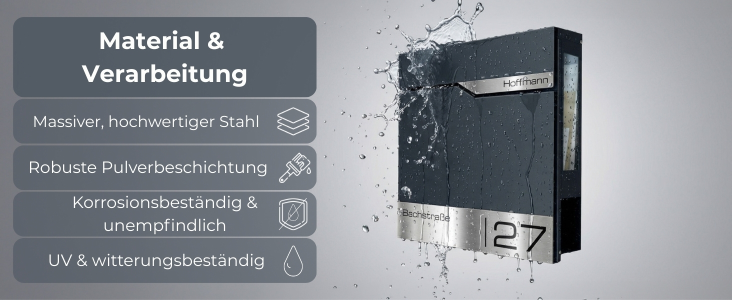 Поштовий ящик Metzler® з газетницею та індивідуальним написом з нержавіючої сталі V2A, антрацит Ral 7016. Гарантія 10 років, сучасний дизайн, стійкий до корозії.