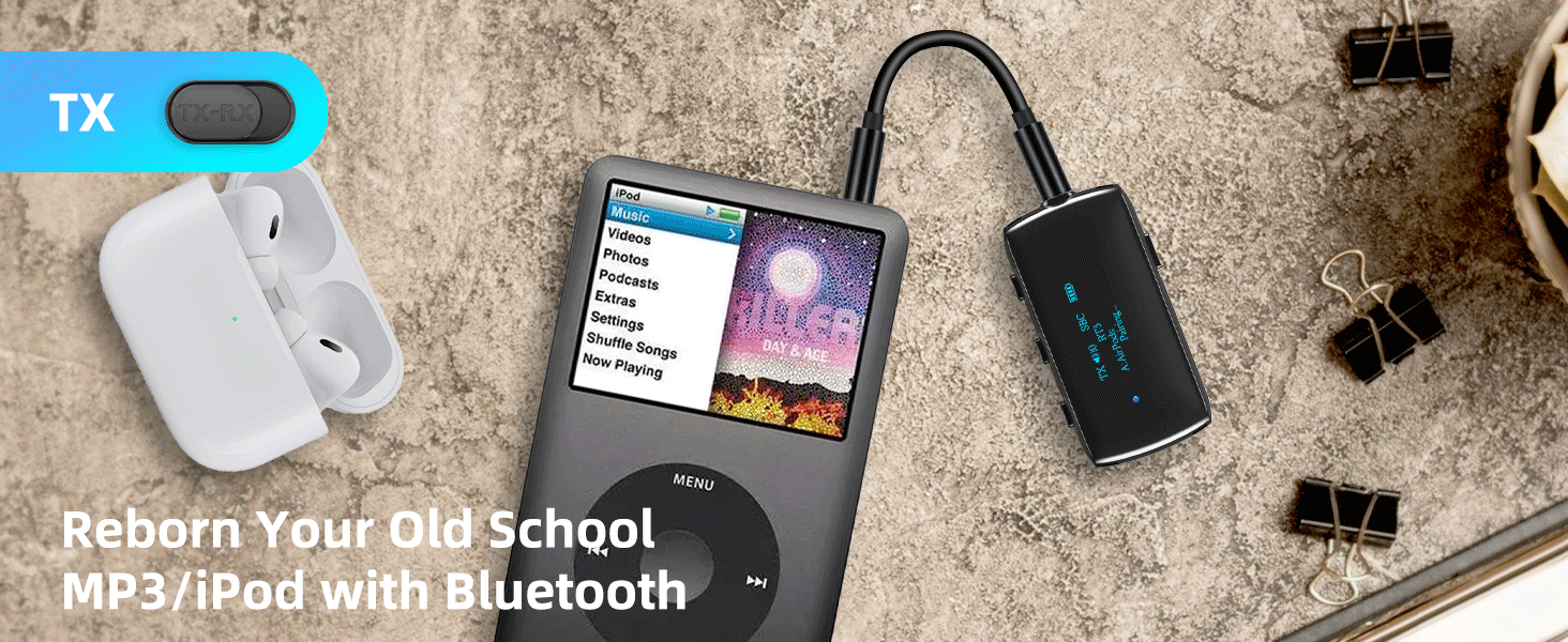 Bluetooth 5.2 адаптер для літака, трансмітер для підключення 2-х навушників/AirPods, чорний