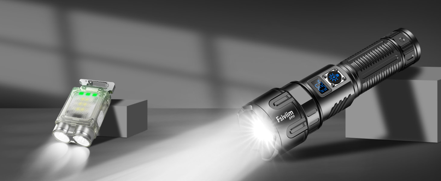 LED ліхтар на батареї, 500 000 люмен, тактичний, з регулюванням фокусу, для кемпінгу, матовий чорний