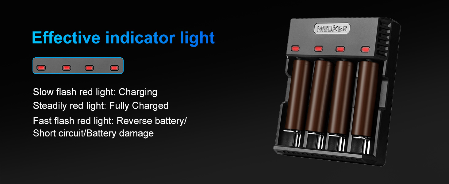 Зарядний пристрій MiBOXER C4S 3A для AA, AAA, Li-Ion акумуляторів (18650, 26650) з LCD дисплеєм та контролем температури