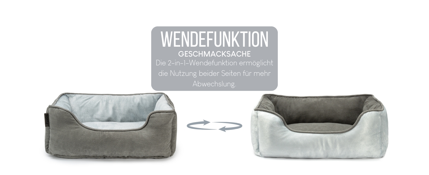 Кіжувалка Lionto для собак 2-в-1 з комфортним входом, м'яке ліжко для домашніх тварин, яке можна перевернути, для собак і котів, 80x60 см, подушка для собак з легкого у догляді штучної замші, сіра L 80 x W 60 x H 26 см Темно-сірий/Світло-сірий