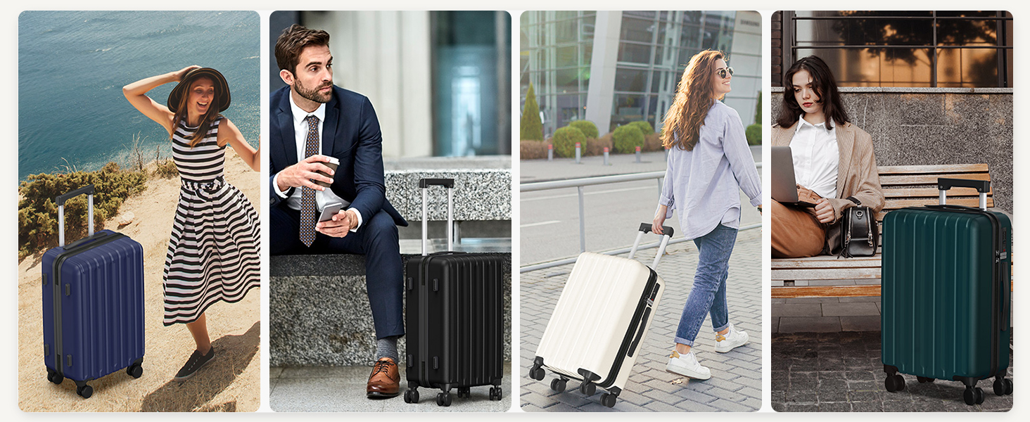 Набір валіз SHOWKOO 2 шт. з жорстким корпусом 65см+75см, розширюваний, ультралегкий, полікарбонат, з TSA замком та 4 колесами (L+XL) - Темно-синій