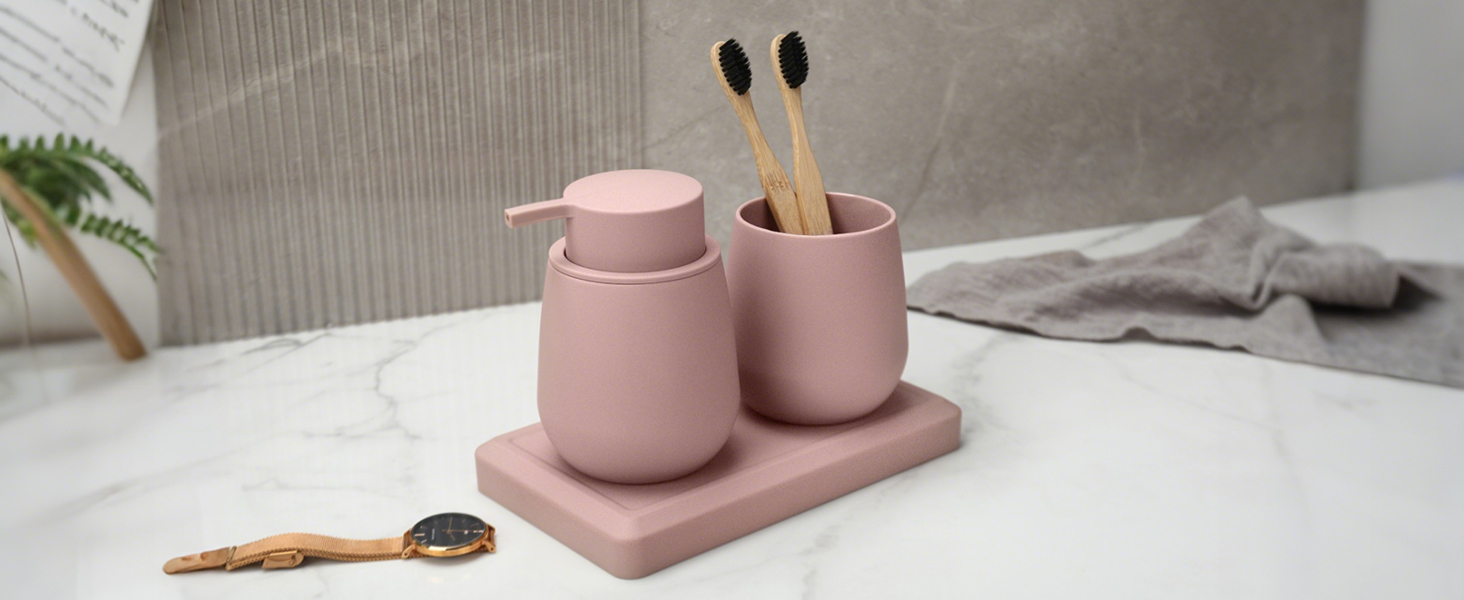 Набір для ванної кімнати AJEUNGAIN: сірий органайзер з мильницею та стаканчиком для зубної пасти, набір з 3 предметів