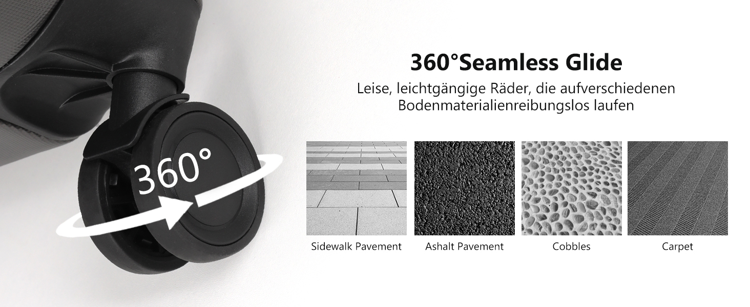 Великий валіз з ABS пластику на колесах, Trolley, валіз для подорожей з 4 колесами (360°), кодовий замок з 3 цифрами та телескопічний ручка з алюмінію (XL – 95л, Темно-сірий)