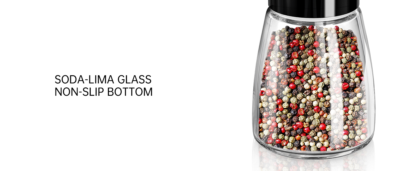 Набір ручних мельниць для солі та перцю CIRCLE JOY для професійних кухарів, наповнювані солі та перечниці з керамічними лезами, регульована ступінь помелу та BPA-free скляні контейнери об'ємом 180 мл, чорно-білий набір