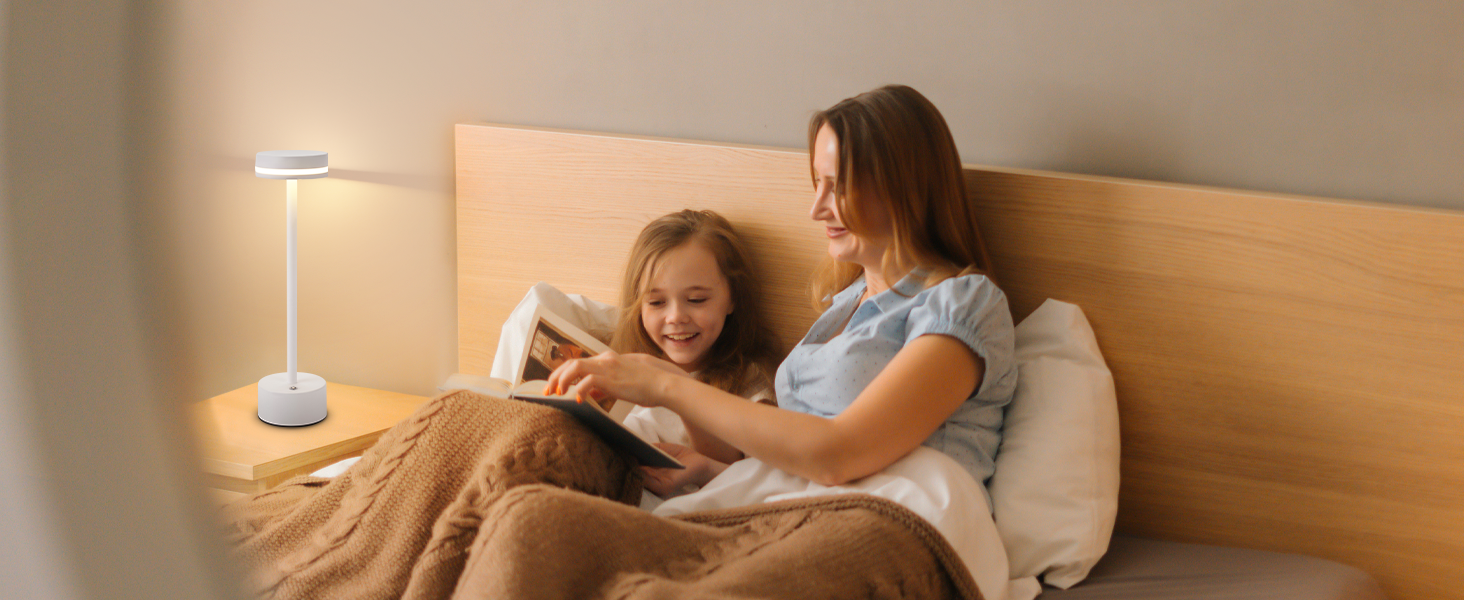 Настільна лампа акумуляторна LED 2 в 1: бездротова, димована, з USB-C зарядкою, сенсорна, для спальні, їдальні, офісу (біла)