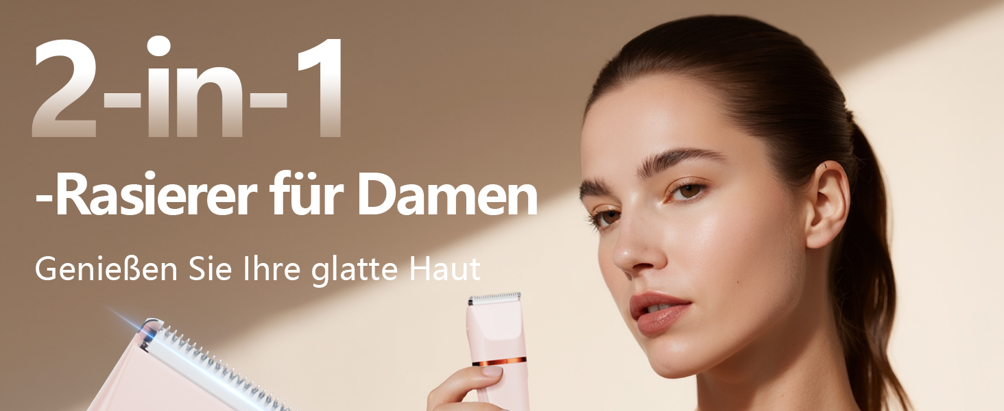 Електричний жіночий тример для бікіні та тіла 2-в-1, вологостійкий, рожевий