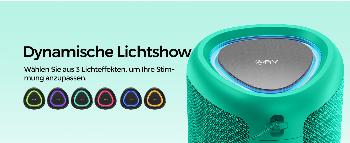Портативна Bluetooth колонка AY з підсвічуванням, IPX5, 24 годин роботи, AUX/TF, стерео-паринг, для дому та відпочинку (світло-зелена)