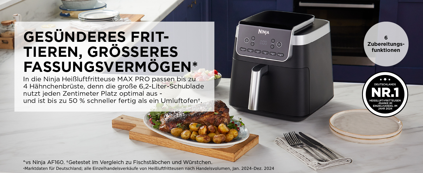 Фритюрниця повітряна Ninja Air Fryer MAX PRO 6.2L, сіра, AF180EU