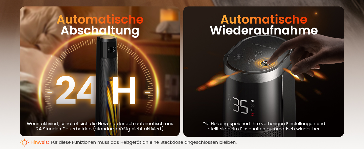 Електричний обігрівач PTC 2000W з керамічним нагрівачем, тихий, з термостатом та пультом керування, ECO режим, 70° осциляція, 12h таймер, захист від перегріву та перекидання, чорний, 1 шт.