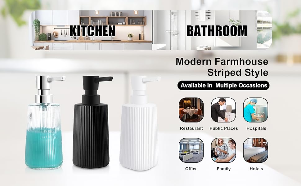 Набір з 2 чорних скляних дозаторів для мила, 250 мл - для ванної, кухні, робочої поверхні