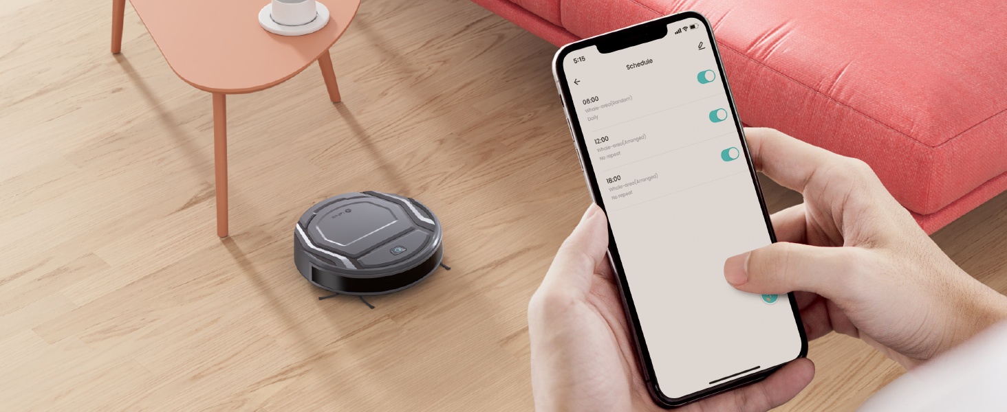 Робот-пилосос LEFANT M210PG з пультом дистанційного керування, 2200Pa, для шерсті тварин, з док-станцією, сумісний з Alexa та керуванням через APP, час роботи 120 хв