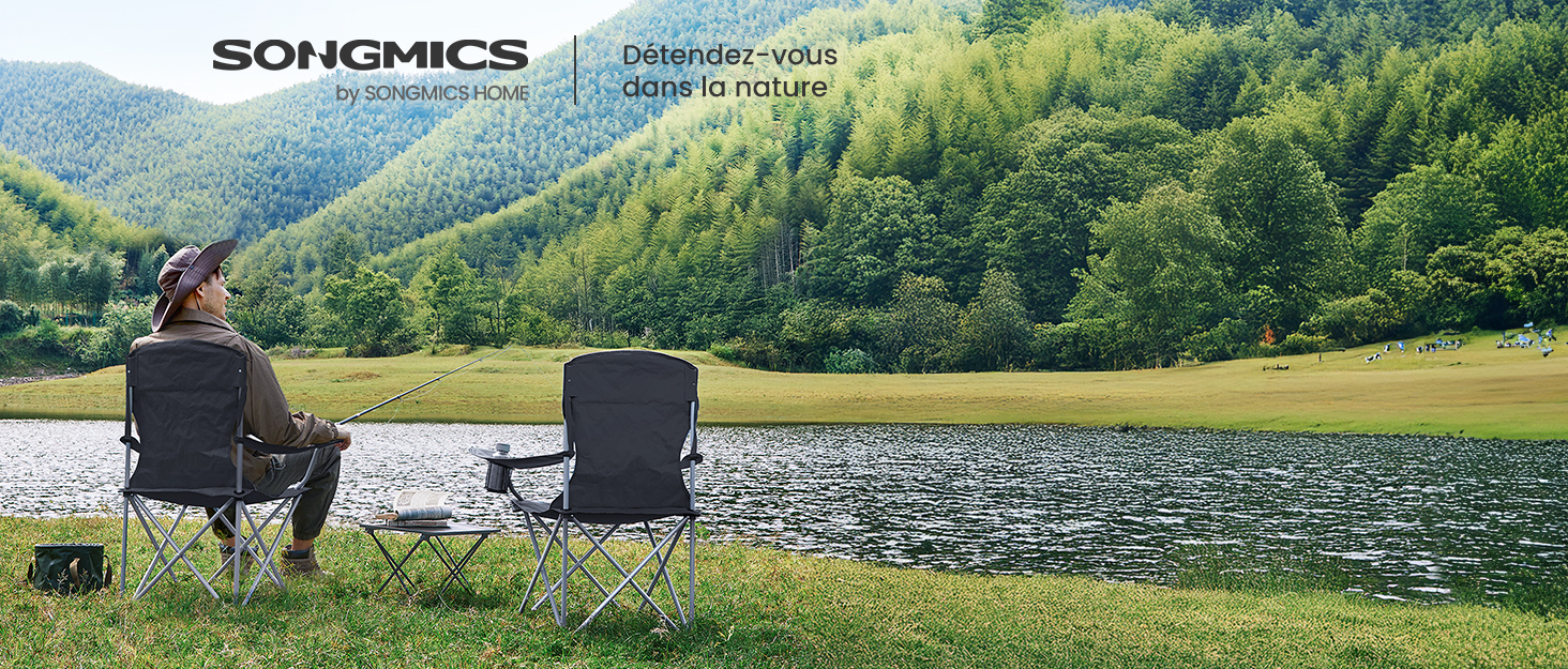 Кемпінговий стілець SONGMICS, розкладний, широкий, з високою спинкою, синій/сірий (GCB005BH0)