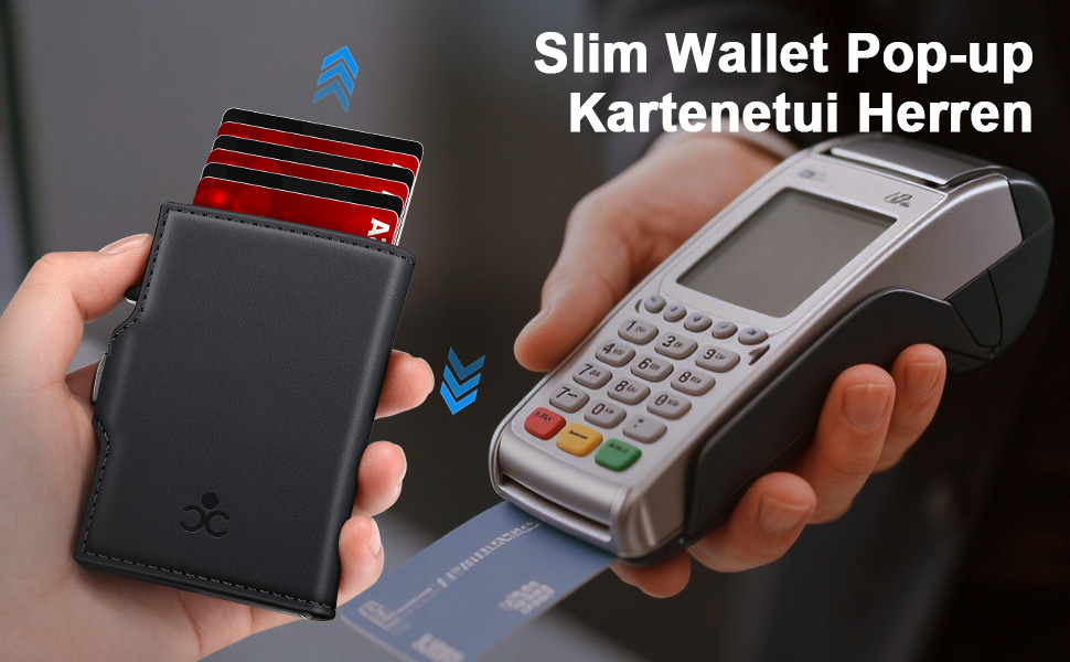 Чоловічий гаманець Portmonee з відділенням для монет, RFID захистом та Slim дизайном, для 9-11 карт, з кишеню для ID та купюр, чорний