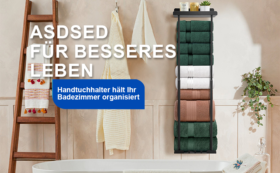 Тримач для рушників без свердління, висувний, чорний. Регульована ширина 38-75 см, з полицею для зберігання. Для ванної кімнати.