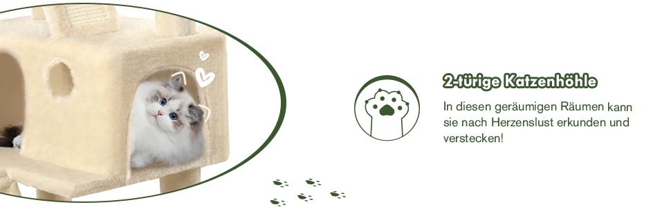 Кігтеточка MUTICOR 168 см з декількома рівнями, для великих котів, з м'якими лежаками, сизалевим покриттям, гамаком та кошиками, будиночком, широкою основою (Бежевий)