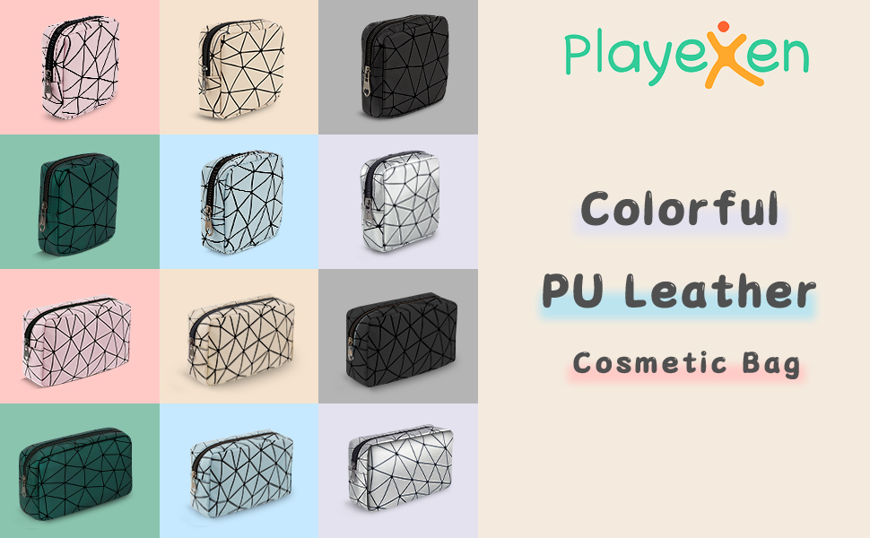 Косметичка жіноча мініатюрна, 2 шт. з PU шкіри, водонепроникна, для подорожей, чорний та бежевий