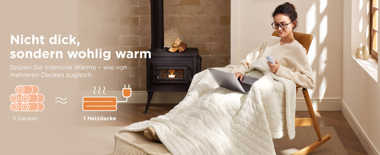 Електрична ковдра BEDSURE з автовимкненням, 130x180 см, сіра. 6 режимів нагріву, таймер 10 годин. Ідеальний подарунок для жінок та мами.