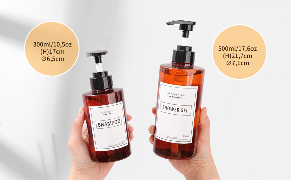 Набір дозаторів для мила настінний, 4шт. Без свердління, 500мл, коричневий. Етикетки в комплекті для душу/кухні/ванної кімнати