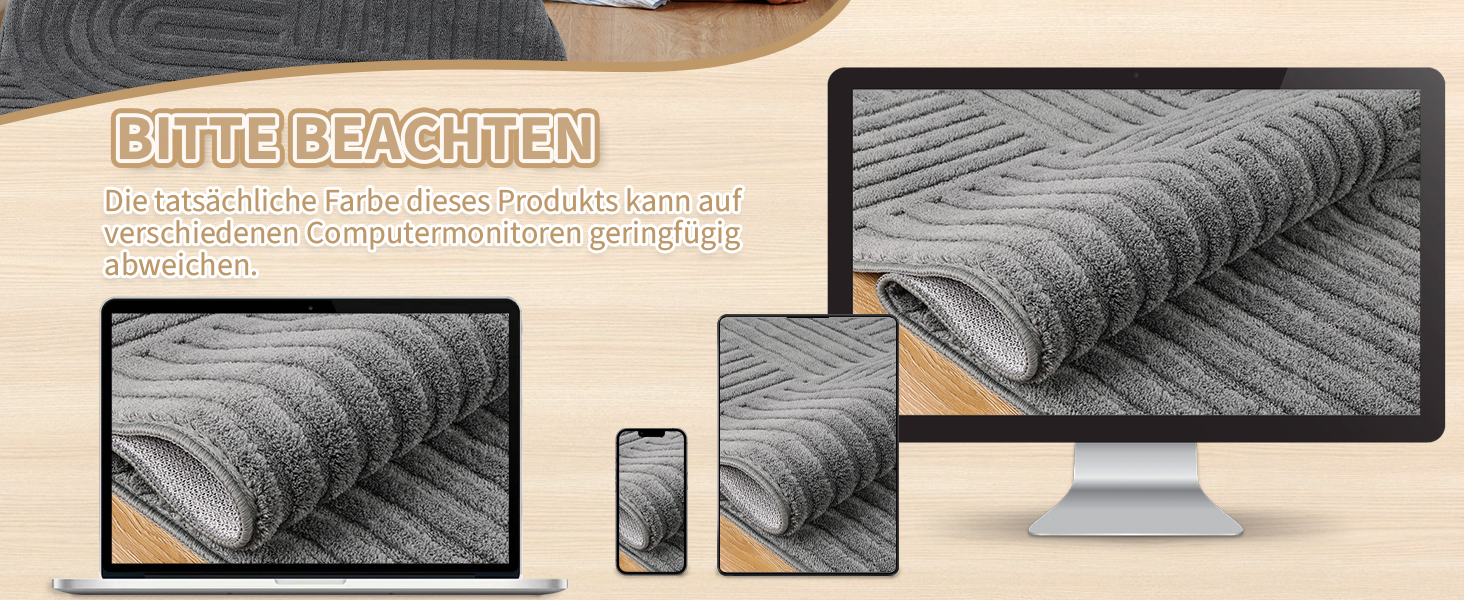 Килим для вітальні 160x230 см, великий пухнастий з коротким ворсом, миючий, сучасний, 3D ефект, антиковзаючий, для їдальні, кухні, спальні (140 x 200 см, сірий)