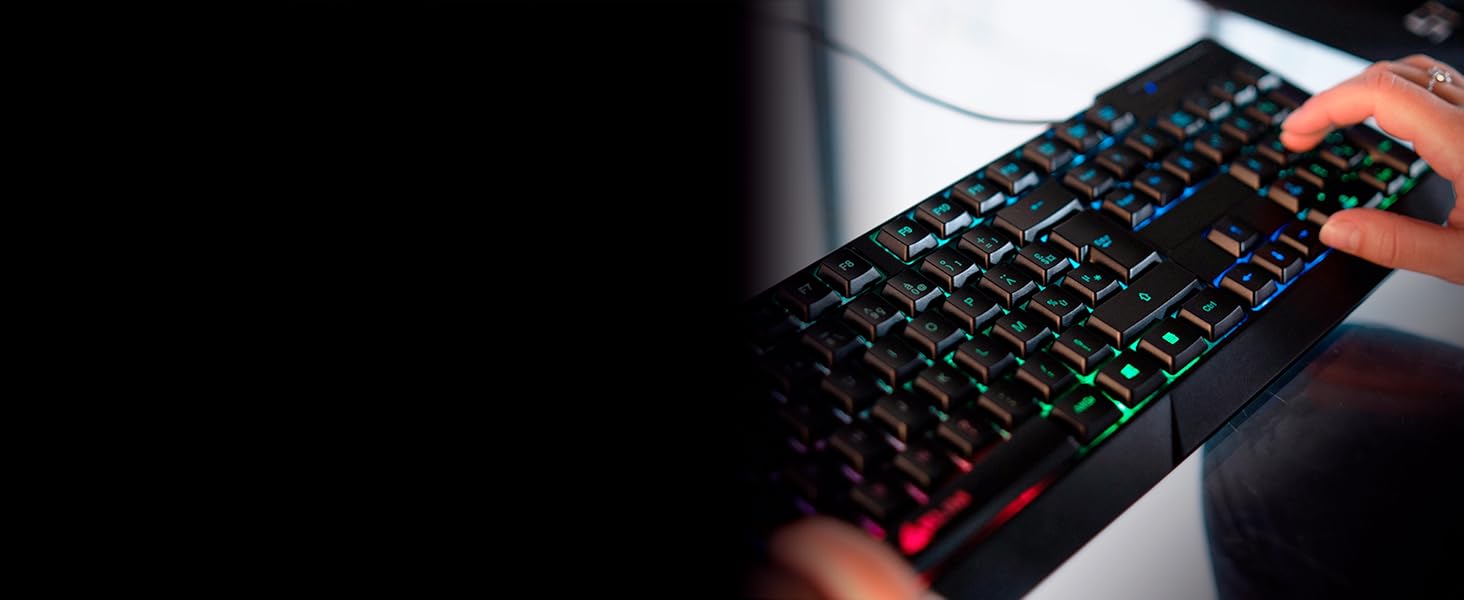 KLIM Chroma - ігрова клавіатура QWERTZ DE з підсвічуванням RGB, USB, водовідштовхувальна, ергономічна, для PC, Mac, PS5, PS4 - чорна