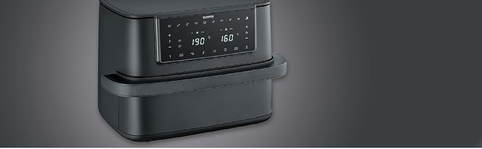 Фритюрниця Severin Max Zone Flex 9L з двома зонами приготування, чорна, з функцією сушки, 2600W