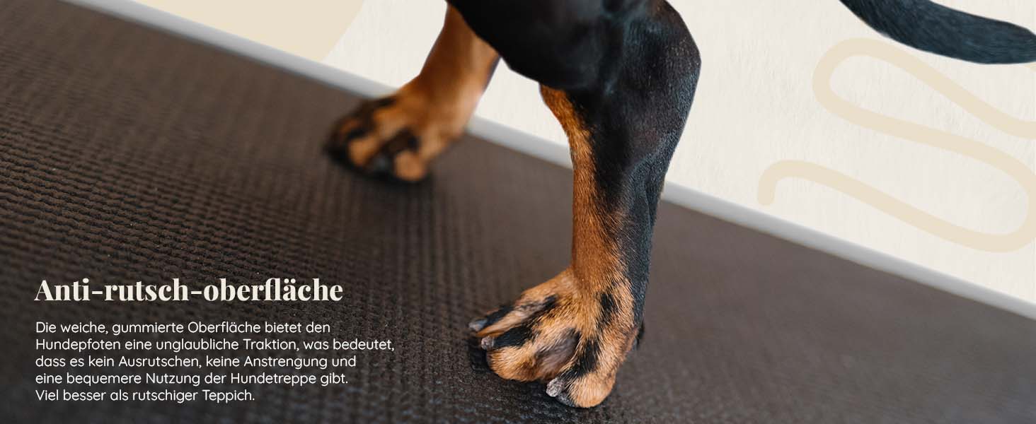 Рампа для собак Hunderampe - регульована, 18-53 см, для ліжка/софи, з берези, антиковзка, чорна/сіра