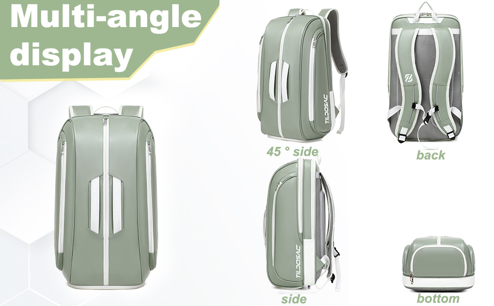 TILDOSAC Tennis Racket Bag - Large Sports Bag for Tennis, Padel, Pickleball - with Shoe Compartment, Laptop Sleeve, and Ball Sleeve