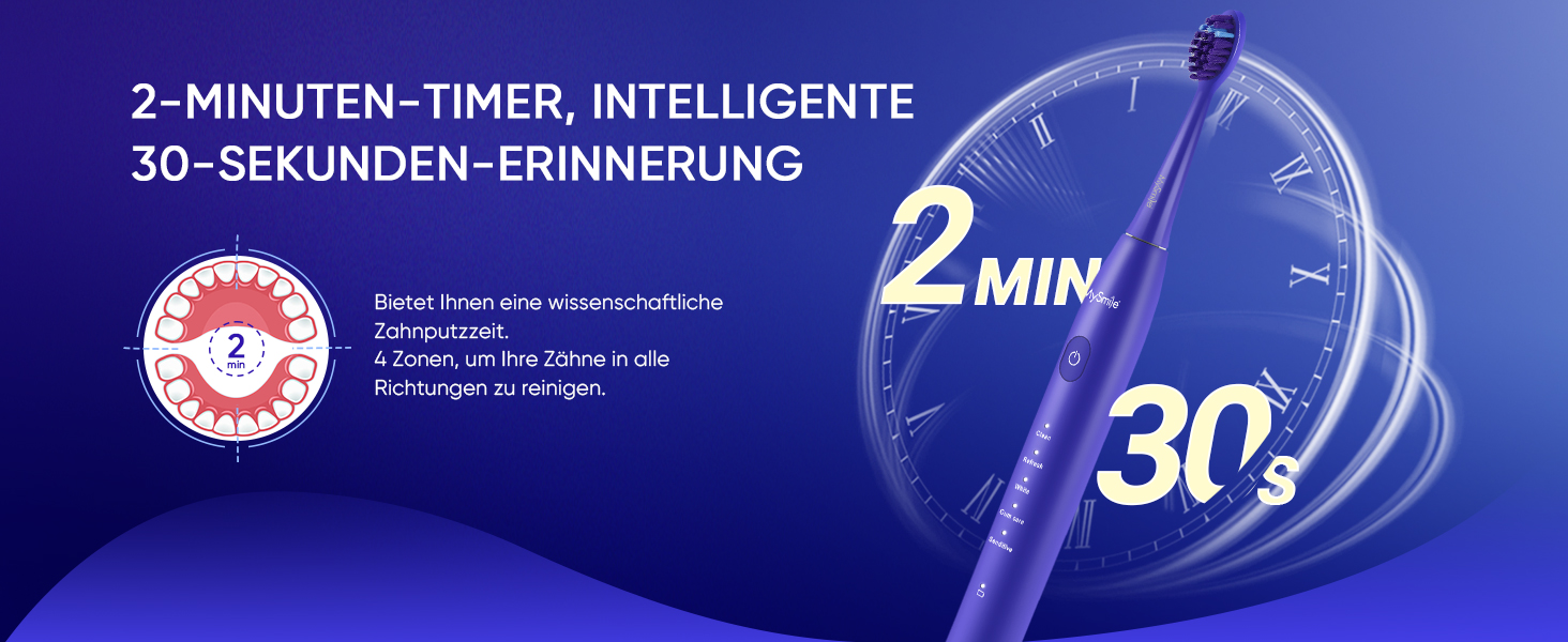 MySmile DY156 Електрична зубна щітка для дорослих, акумуляторна звукова зубна щітка, портативна з 3 насадками, таймер 2 хвилини, 5 режимів, 45000 VPM, 60 днів від заряду, блакитна, 1 шт.