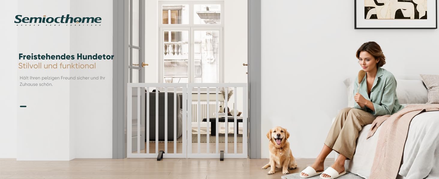 Бамбукове захисне гiтер для дитини та тварин Semiocthome, 2 секції, 90 см, бiлий