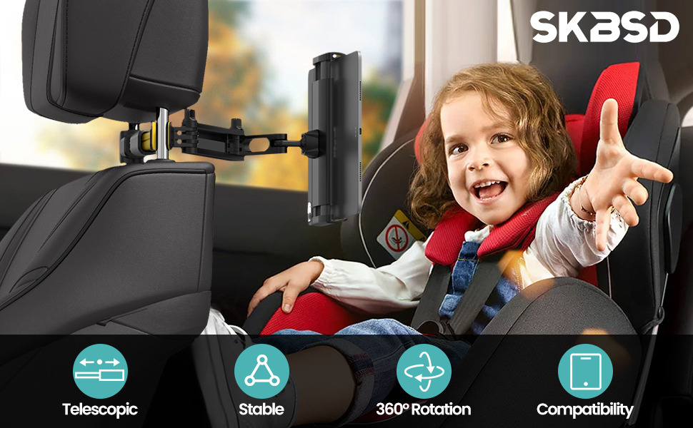 Тримач для планшета в авто - універсальний, регульований, для iPad, Switch, Samsung Tab, смартфонів 4.7-13 дюймів (жовтий)