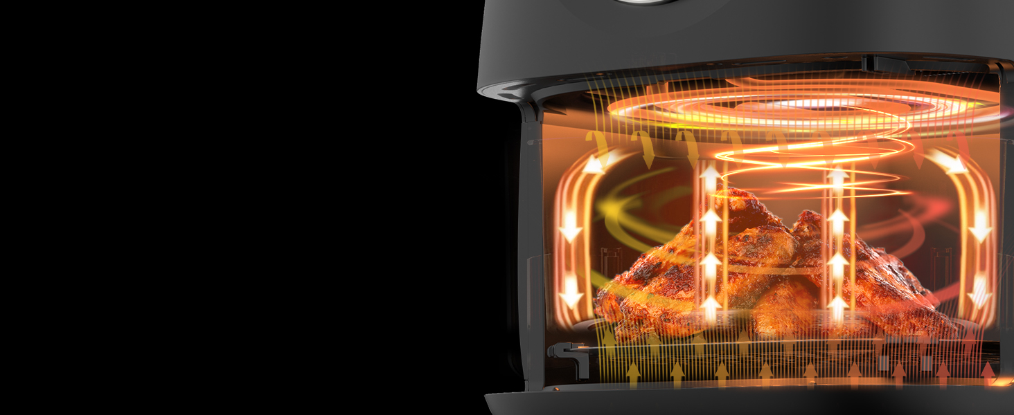 Фритюрниця Joyami Heißluft XXL 5.7L з сенсорним керуванням, 1700W, 8 програм, без олії, чорна