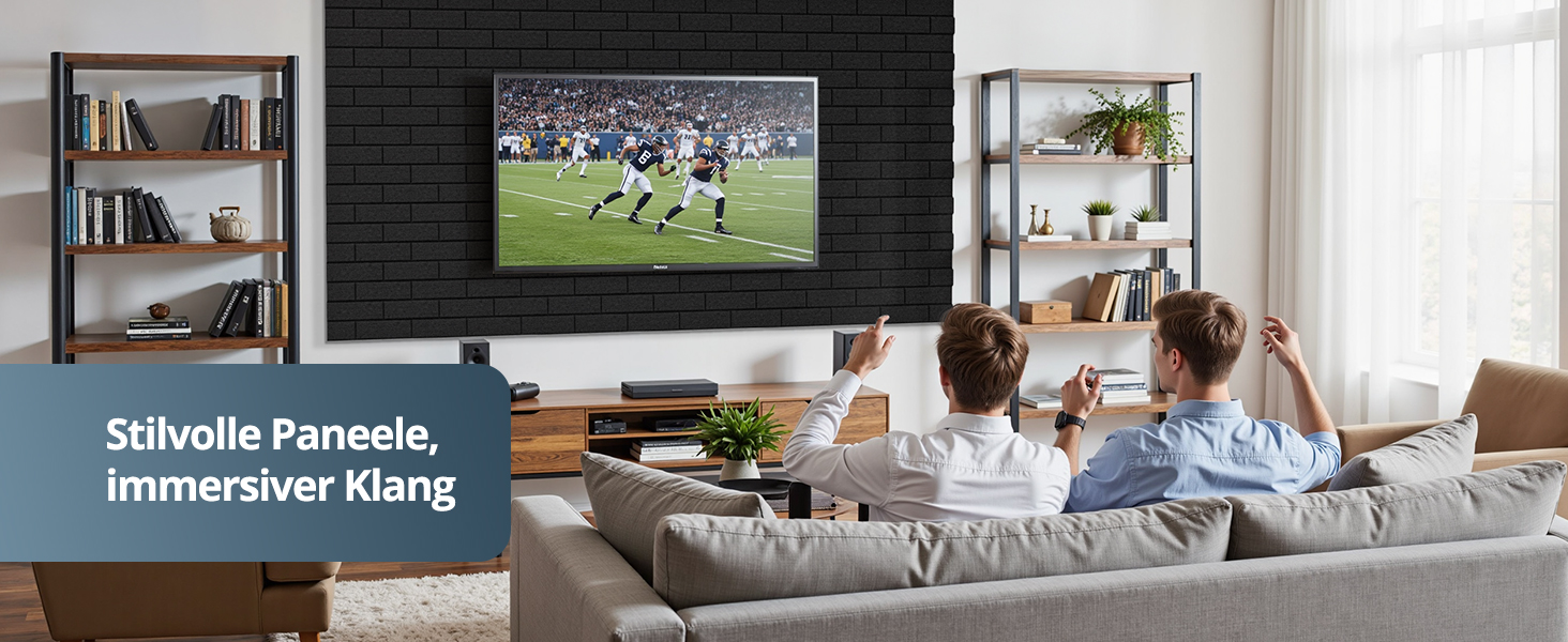 Акустичні панелі Kuchoow самоклеючі звукопоглинаючі плити 30x30x0,9 см, чорні (12 шт) для студії, офісу та звукоізоляції стін